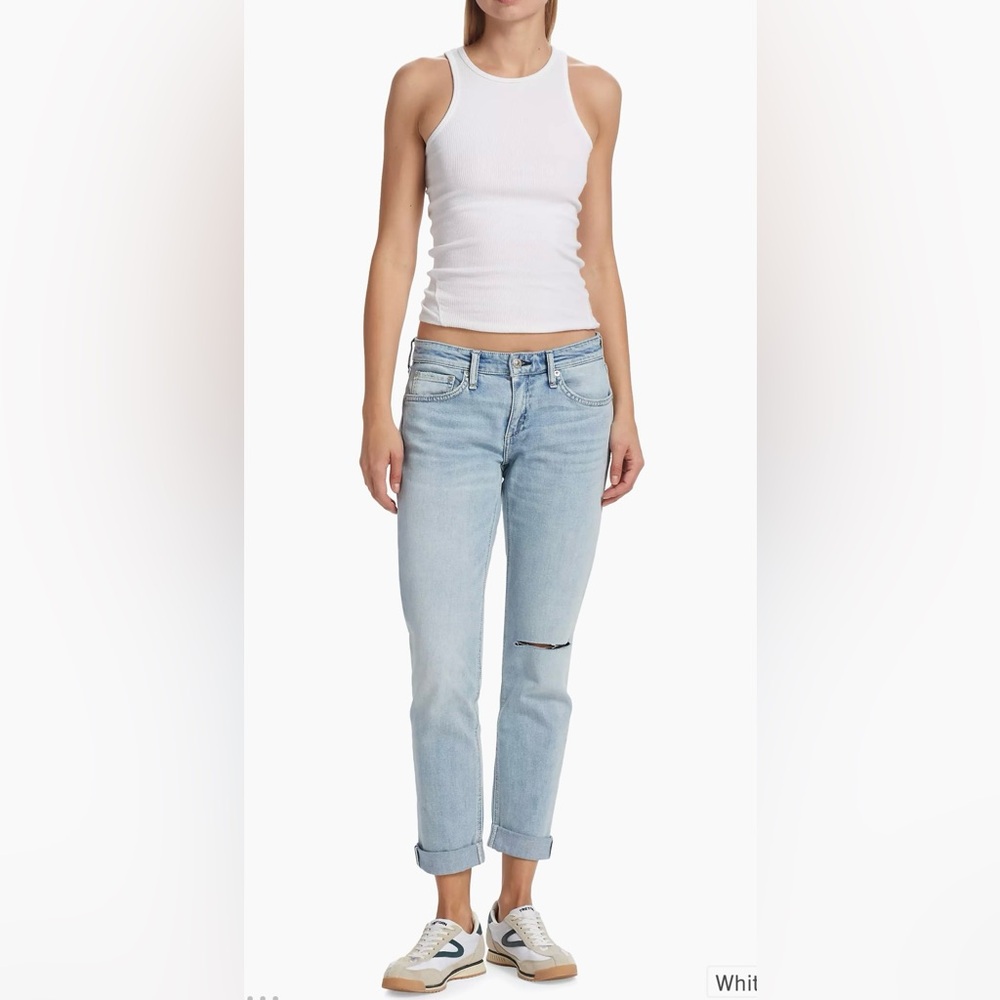 Rag & Bone Dre low rise boyfriend jeans in color white haven